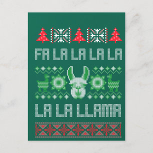 Fa La La Llama Shirt - Ugly Christmas Sweater Llam Postkarte
