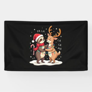 Fa La La Llama Weihnachtsbeleuchtung Faultier Reit Banner