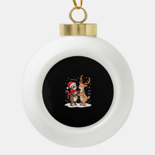 Fa La La Llama Weihnachtsbeleuchtung Faultier Reit Keramik Kugel-Ornament