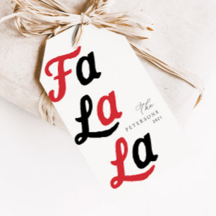 Fa La La Modern Retro Rot & Schwarz Kariert Weihna Geschenkanhänger