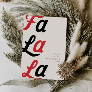 Fa La La Moderne Rote Retro-Karierte Weihnachtsfam Feiertagskarte