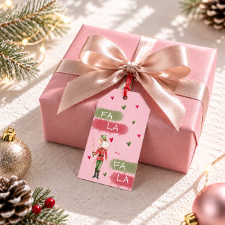 Fa La La Nussknacker Wasserfarbe Rosa Weihnachten Geschenkanhänger