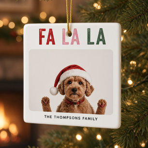 Fa La La Personalisiertes Hunde-Foto Weihnachten Keramikornament