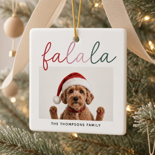 Fa La La Personalisiertes Hunde-Foto Weihnachten Keramikornament