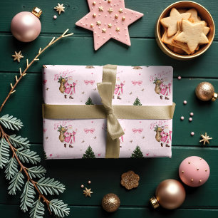 Fa La La Retro Rosa Weihnachtsmann Weihnachten Vin Geschenkpapier