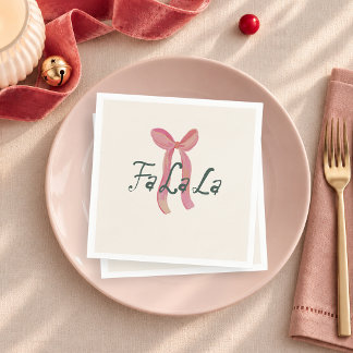 Fa La La Rosa Schleife Festives Weihnachten Serviette