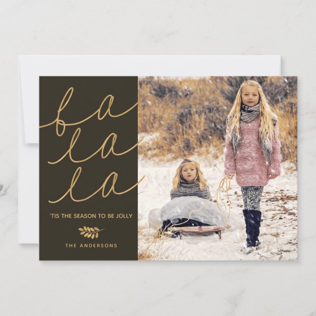Fa la la Rustic Holiday 4 Photo Collage Carte Plat (Devant)