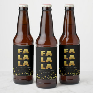 Fa La La   Spaß Weihnachten Black & Gold Bierflasc Bierflaschenetikett