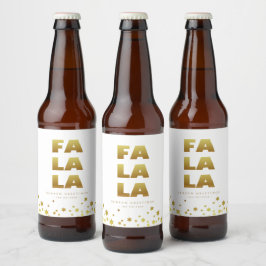 Fa La La | Spaß Weihnachten Weiß & Gold Bierflaschenetikett