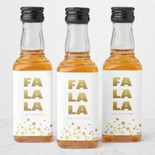 Fa La La Spaß Weihnachten White & Gold Mini Alkoholflaschenetikett
