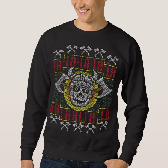 Fa-La-La-Valhalla-La-Norsk Viking Ugly Christma Sweatshirt (Vorderseite)