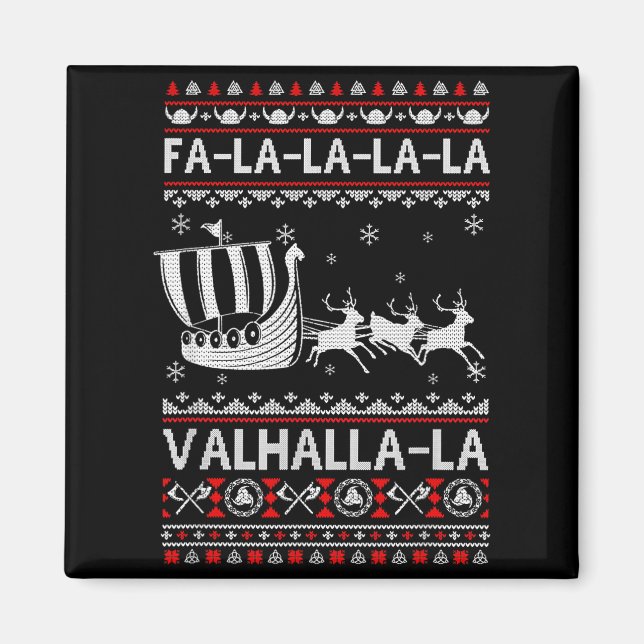 Fa La La Walhalla Wikinger-Schiff Weihnachten Xmas Magnet (Vorne)