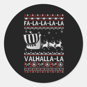 Fa La La Walhalla Wikingerschiff Weihnachten Xmas Runder Aufkleber