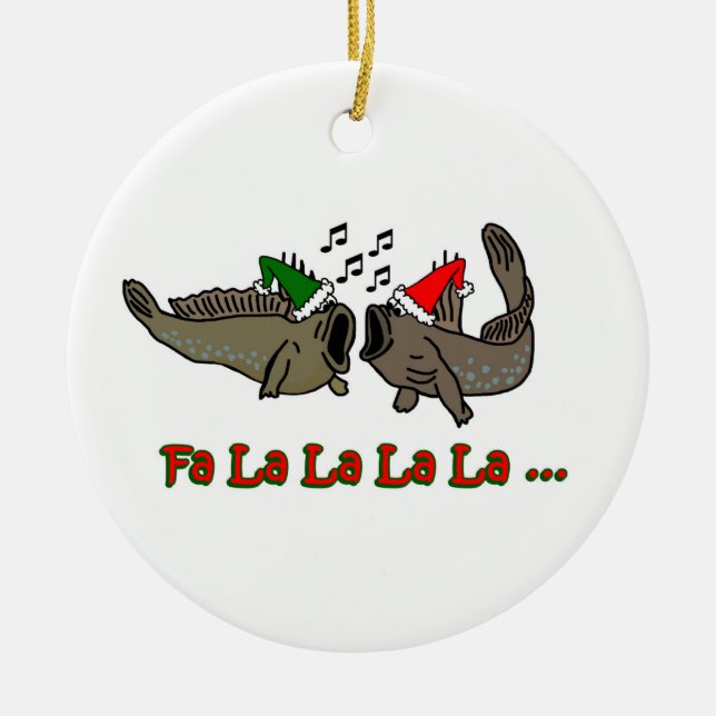 Fa-La-La-WeihnachtenMudskipper Verzierung Keramik Ornament (Vorne)