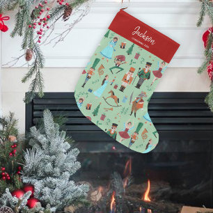 Fa La La Weihnachts-Nussknacker-Balletttänzer grün Großer Weihnachtsstrumpf