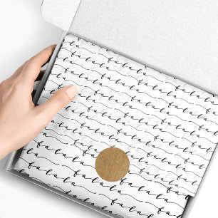 FA LA LA White & Black Calligraphy Christmas Carol Seidenpapier