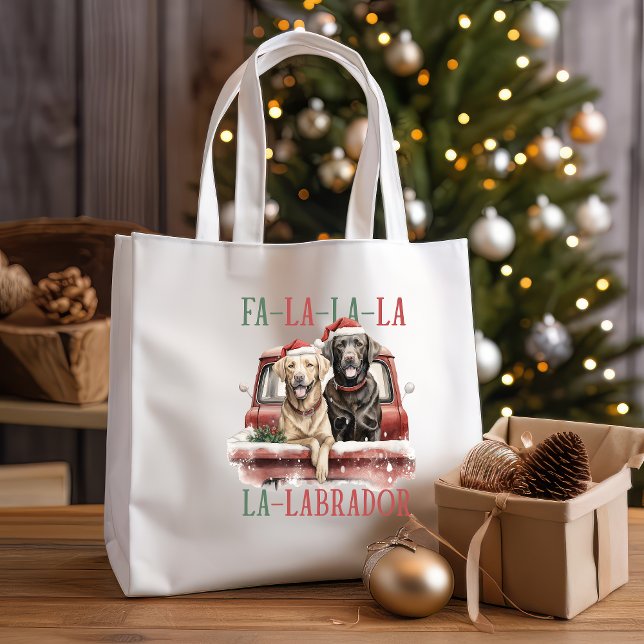 FA LA LABRADOR DOG RED TRUCK MURRY CHRISTMAS TRAGETASCHE (BAG FOR BROWN LABRADOR OR GOLDEN RETRIEVER OWNER FOR CHRISTMAS SEASON FA LA LA LABRADOR)