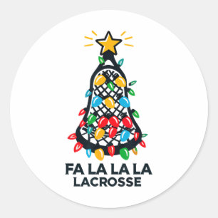 Fa La Lacrosse Player Weihnachtsbaum Lichter Xma Runder Aufkleber