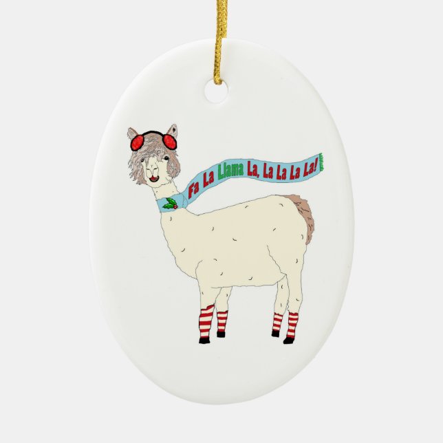 Fa-La-Lama-La-Weihnachten Keramikornament (Vorne)