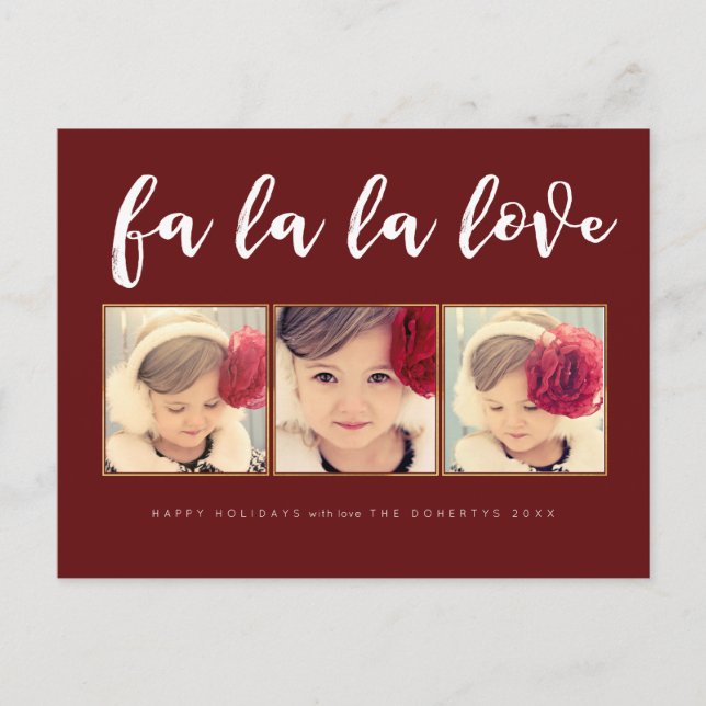 Fa La Liebe Weihnachten 3 Foto Gruß Postkarte (Vorderseite)