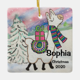 FA La Llama Cute Whimsical Ceramic Ornament