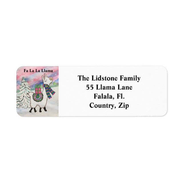 Fa La Llama Étiquettes de adresse de Noël Whimsica (Devant)