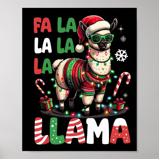 Fa La Llama Funny Llama Christmas Animal Lover Poster (Vorne)