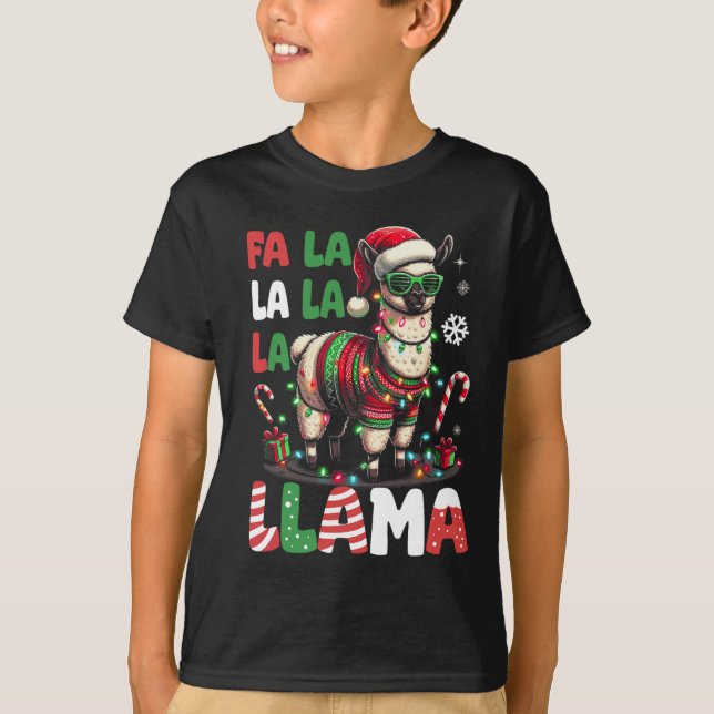 Fa La Llama Funny Llama Christmas Animal Lover T-Shirt (Vorderseite)