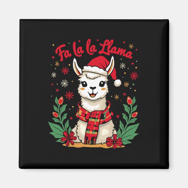 Fa La Llama Funny Llama Weihnachten Alpaca Magnet (Vorne)