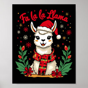 Fa La Llama Funny Llama Weihnachten Alpaca Poster