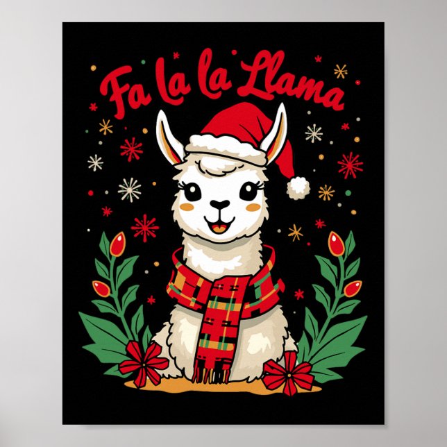 Fa La Llama Funny Llama Weihnachten Alpaca Poster (Vorne)