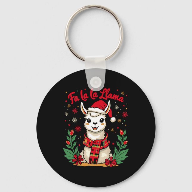 Fa La Llama Funny Llama Weihnachten Alpaca Schlüsselanhänger (Vorderseite)