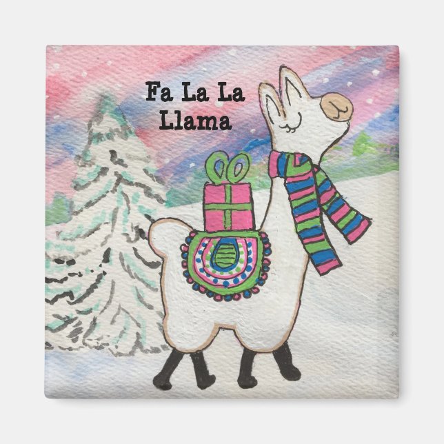 Fa La Llama Happy Funny Weihnachten Magnet (Vorne)