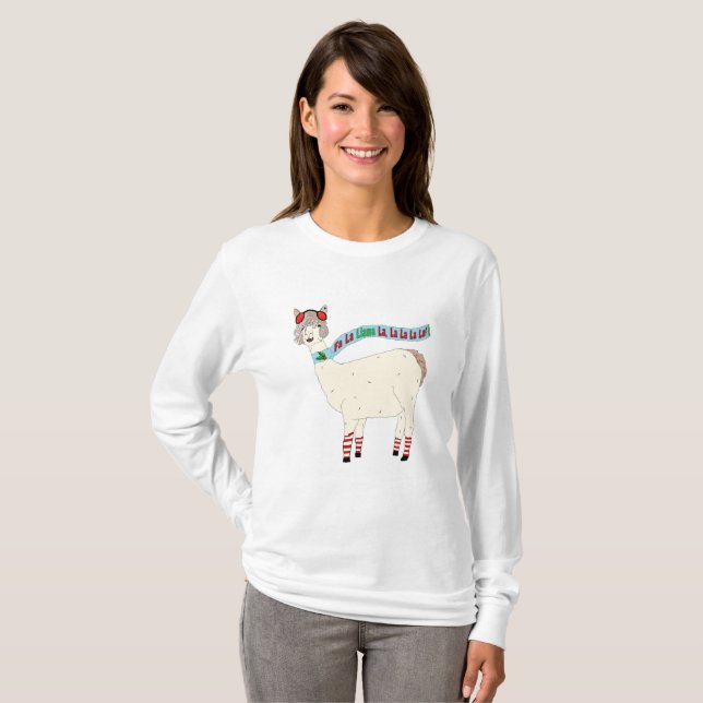 Fa La Llama La Christmas Design T-Shirt (Vorne ganz)