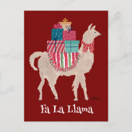 Fa La Llama Niedliche Personalisierte Tierwelt Wei Feiertagspostkarte