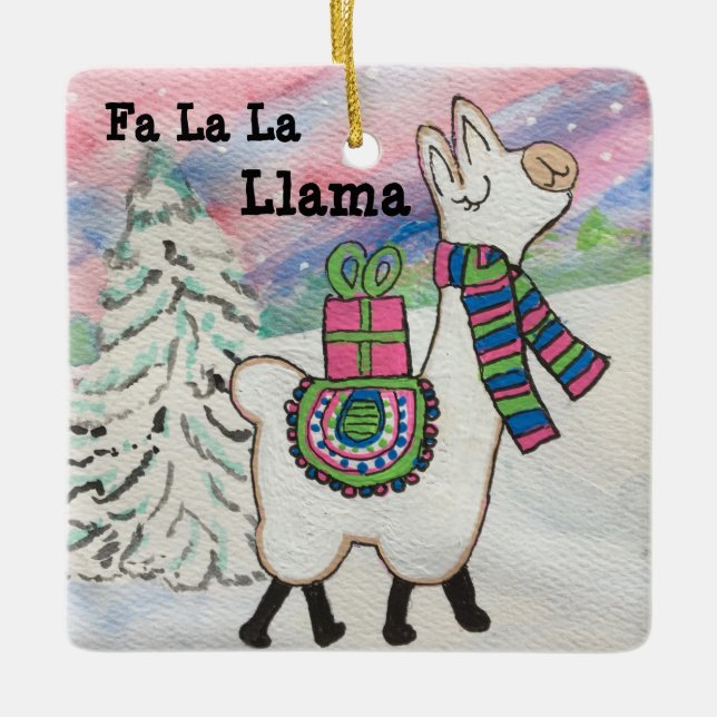 Fa La Llama Niedliche Weihnachten Keramikornament (Vorderseite)