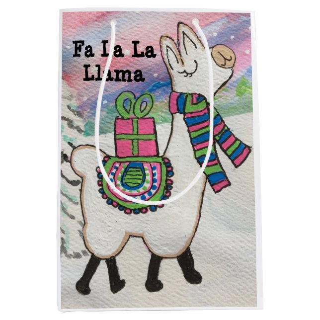 Fa La Llama Niedliches Weihnachten Mittlere Geschenktüte (Vorderseite)