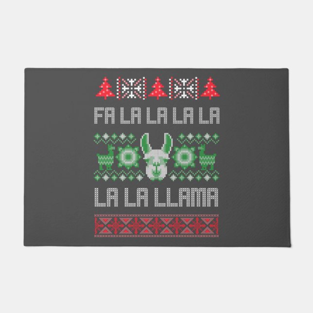 Fa La Llama Shirt - Ugly Christmas Sweater Llam Fußmatte (Vorderseite)