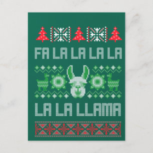 Fa La Llama Shirt - Ugly Christmas Sweater Llam Postkarte
