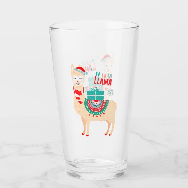 Fa La Llama | Weihnachten Glas (Vorderseite)