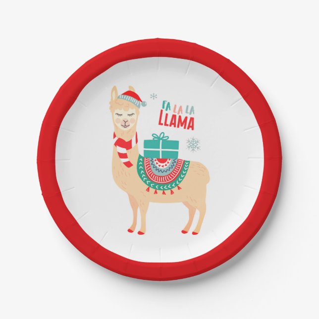 Fa La Llama | Weihnachten Pappteller (Vorderseite)