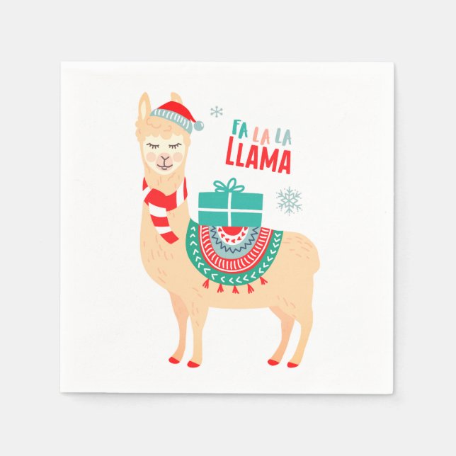 Fa La Llama | Weihnachten Serviette (Vorderseite)