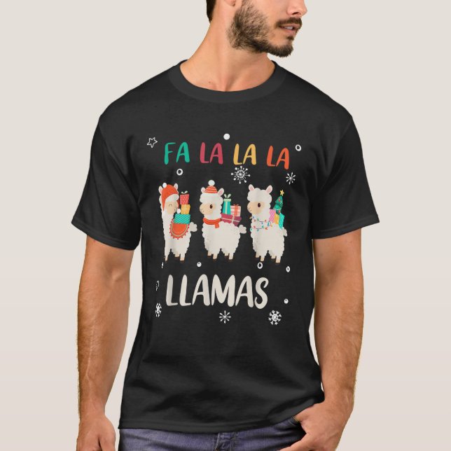 Fa La Llama Weihnachtsgeschenk Alpaca Lover Xmas H T-Shirt (Vorderseite)