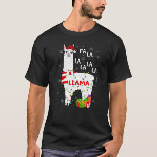Fa La Llama Xmas Lighting Santa Llama Christmas T-Shirt