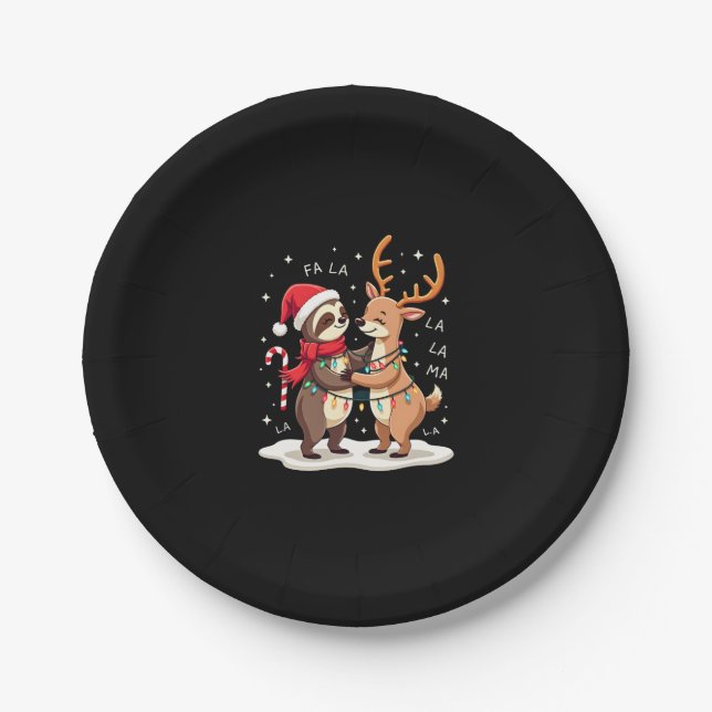 Fa La Llama Xmas Lights Sloth Riding Llama Chri Pappteller (Vorderseite)