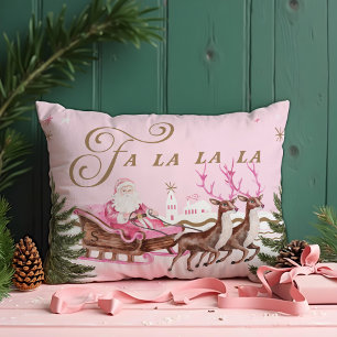 Fa La Merry Pink Christmas Santa Seligh Rentier Dekokissen
