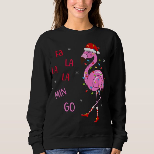 Fa La Mingo Christmas Flamingo Tree Lights Sant Sweatshirt (Vorderseite)