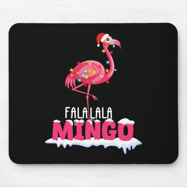 Fa La Mingo Flamingo Weihnachten Niedlich Red Hat  Mousepad (Vorne)