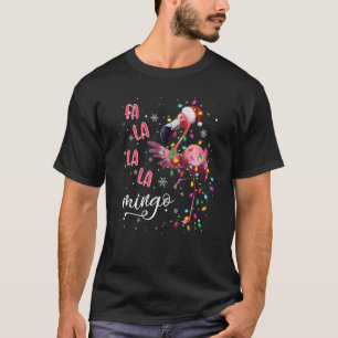 Fa la Mingo Niedlich Pink Flamingo Weihnachtsmannm T-Shirt