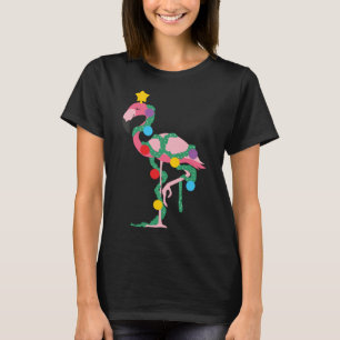 Fa La Mingo Pink Flamingo Weihnachtsbaum Lichter T-Shirt